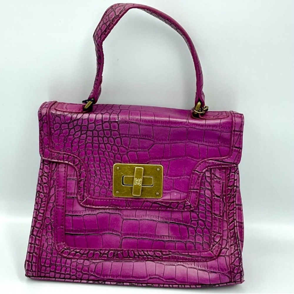Simply Vera Patent Leather Elegant Purple Crocodile-Embossed Handbag NWT